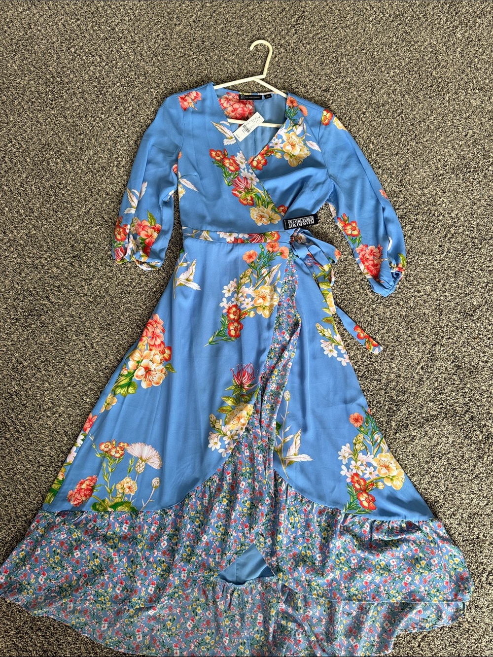 New York & Company Light Blue Floral Dress